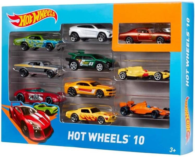 Set 10 mașinuțe Mattel Hot Wheels, diverse modele, scara 1:64, 3+ ani