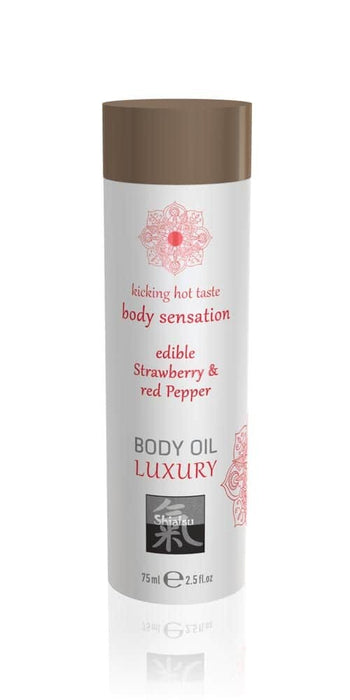 Ulei de masaj pentru corp, Shiatsu Luxury, căpșuni și ardei roșu, 75 ml
