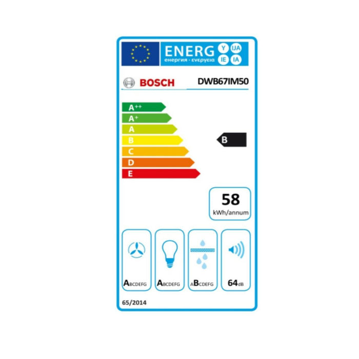 Hotă Convențională BOSCH DWB67IM50 60 cm 720 m3/h 52 dB 250W Oțel B