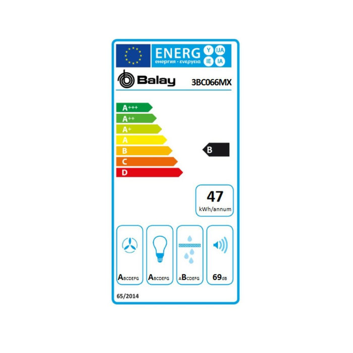 Hotă Convențională Balay 3BC066MX 60 cm 590 m3/h 69 dB 220 W