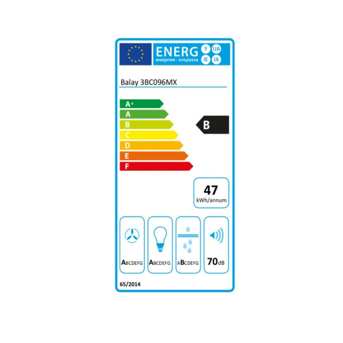 Hotă Convențională Balay 3BC096MX 90 cm 590 m3/h 70 dB 220W Oțel