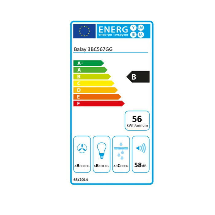 Hotă Convențională Balay 3BC567GG 60 cm 660 m3/h 57 dB