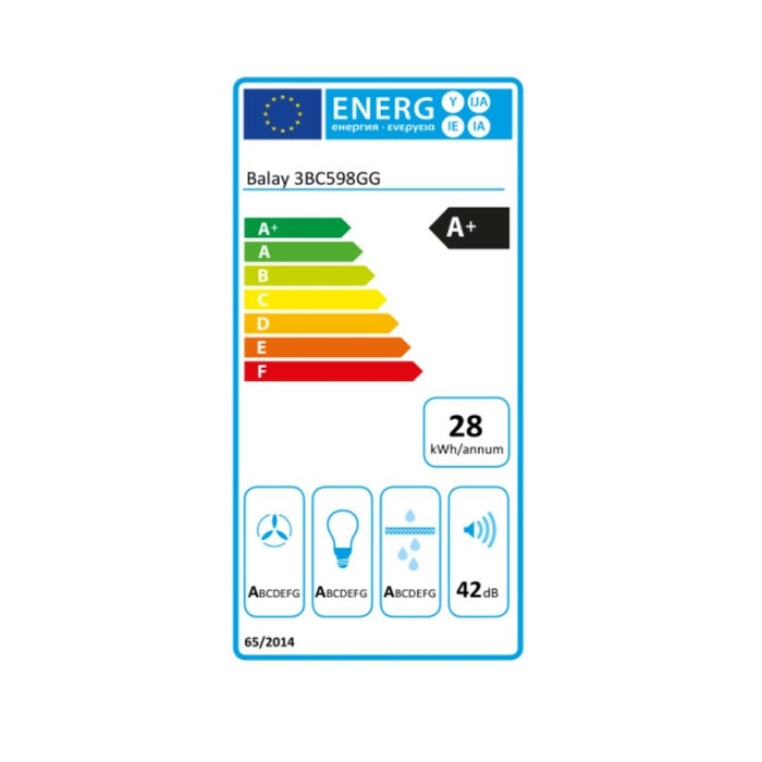 Hotă Convențională Balay 3BC598GG 90 cm 840 m3/h 55 dB 163W Gri