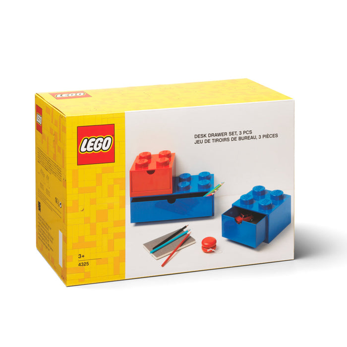 Set de sertare de birou LEGO, albastru și roșu, 3 sertare, 3+ ani