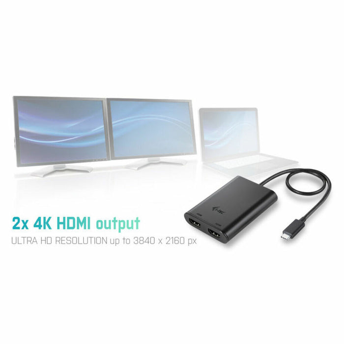 Cablu USB-C la HDMI i-Tec C31DUAL Negru 4K Ultra HD