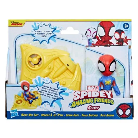 Figurină Hasbro Spidey and His Amazing Friends, Spidey cu vehicul de apă, 10 cm, 3+ ani