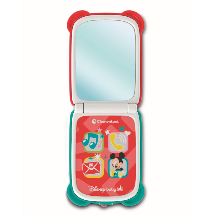 Telefon de jucărie Clementoni Disney Baby Mickey, cu clapetă, 9–36 luni, 4 butoane