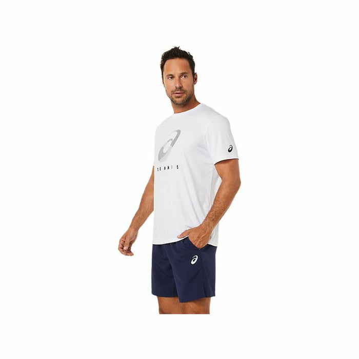 Tricou cu Mânecă Scurtă Bărbați Asics Court Spiral Tee Alb