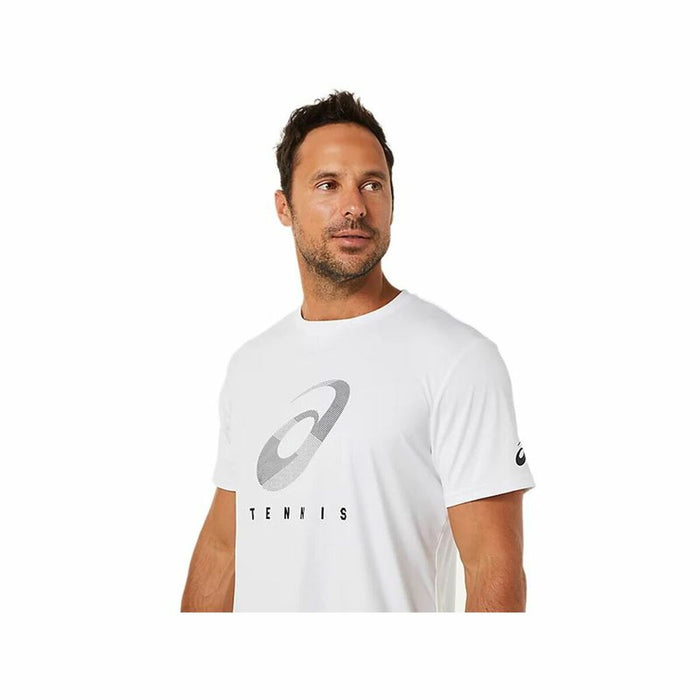 Tricou cu Mânecă Scurtă Bărbați Asics Court Spiral Tee Alb