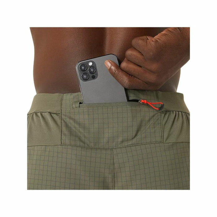 Pantaloni Scurți Sport pentru Bărbați Asics Fujitrail Logo Măslină