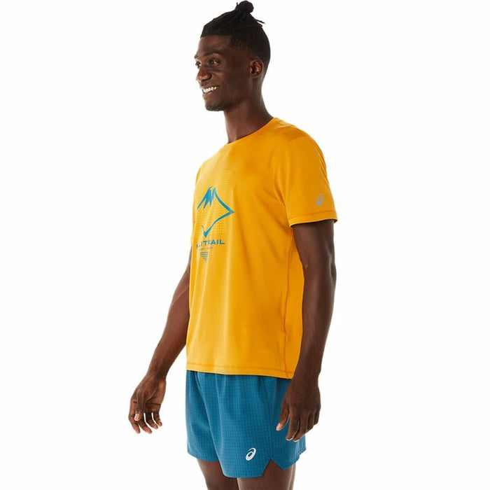 Tricou cu Mânecă Scurtă Bărbați Asics Fujitrail Logo Portocaliu
