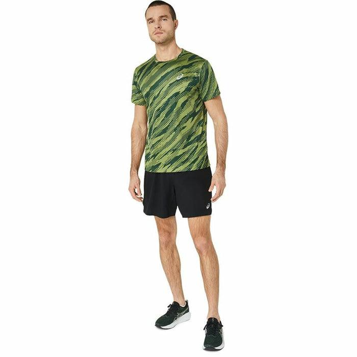 Tricou cu Mânecă Scurtă Bărbați Asics Core All Over Print Ss  Verde