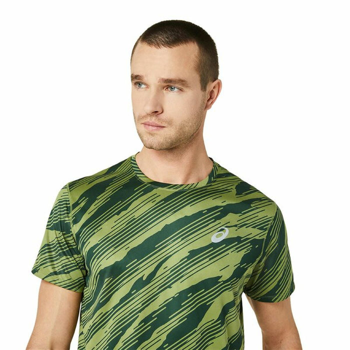 Tricou cu Mânecă Scurtă Bărbați Asics Core All Over Print Ss  Verde