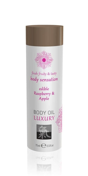 Ulei de masaj pentru corp, Shiatsu Luxury, aromă de zmeură și măr, 75 ml