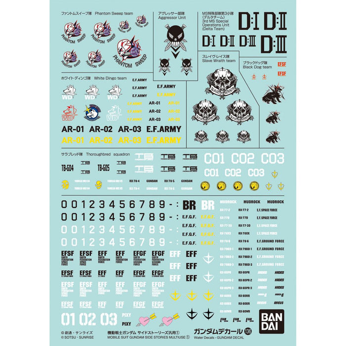 Set de autocolante Bandai GD-136 - Mobile Suit Gundam Side Stories Multiuse