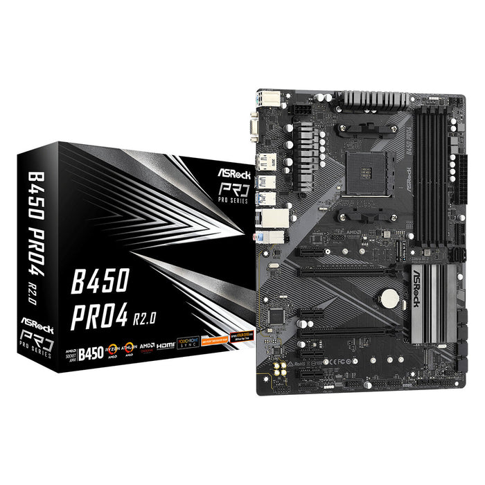 Placă de Bază ASRock B450 Pro4 R2.0 AMD B450 AMD AMD AM4