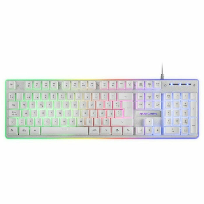 Pachet Gaming Mars Gaming MCPXWES LED RGB Alb Qwerty Spaniolă