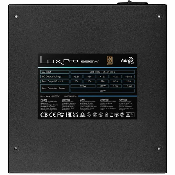 Sursă de Alimentare Aerocool LUXPRO650 ATX 650 W 80 Plus Bronze
