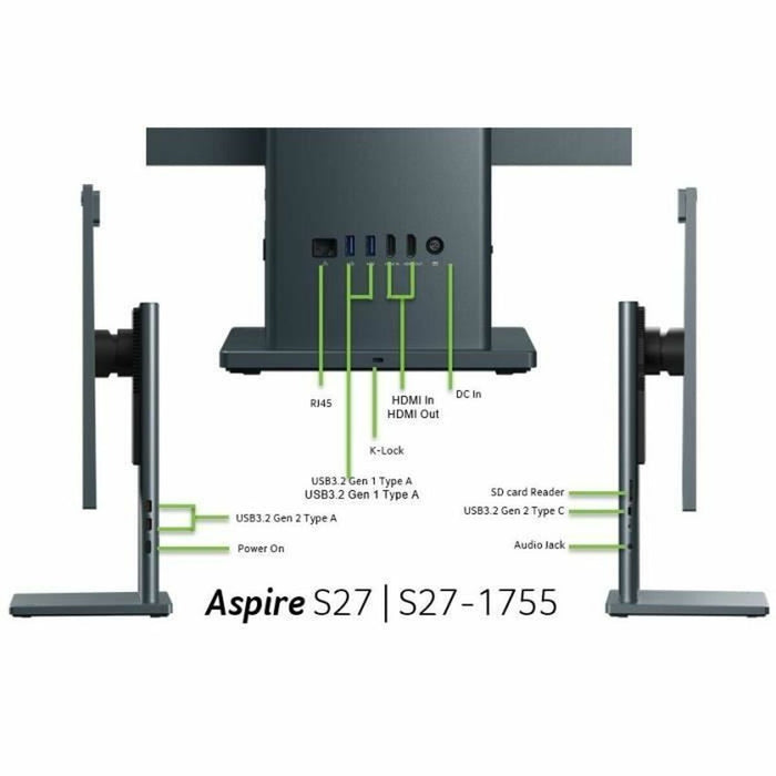 All in One Acer Aspire S27-1755 27" Intel Core i5-1240P 16 GB RAM 512 GB SSD Azerty Franceză