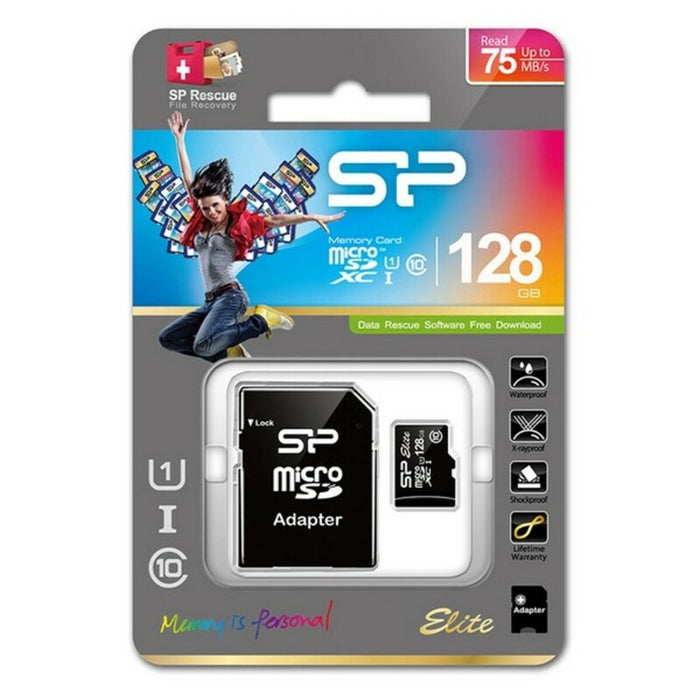 Card de Memorie Micro SD cu Adaptor Silicon Power SP128GBSTXBU1V10SP UHS-I GB Class 10 128 GB 128 GB