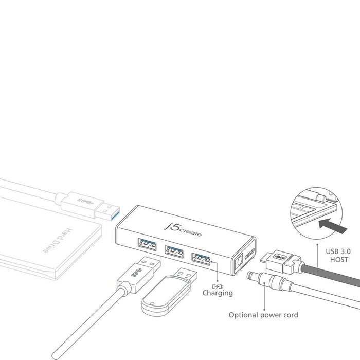 Hub USB j5create JUH340-N Negru 3600 W