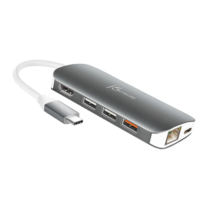 Hub USB-C j5create JCD383-N Alb Argintiu