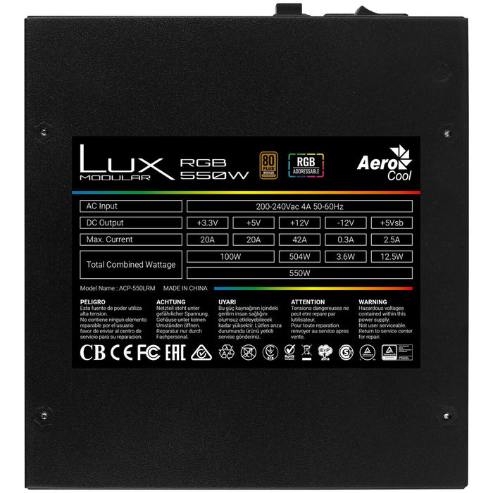 Sursă de Alimentare Aerocool LUXRGB550M 550 W 80 Plus Bronze