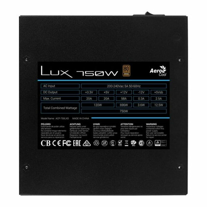 Sursă de Alimentare Aerocool LUX750 750W Negru 750 W