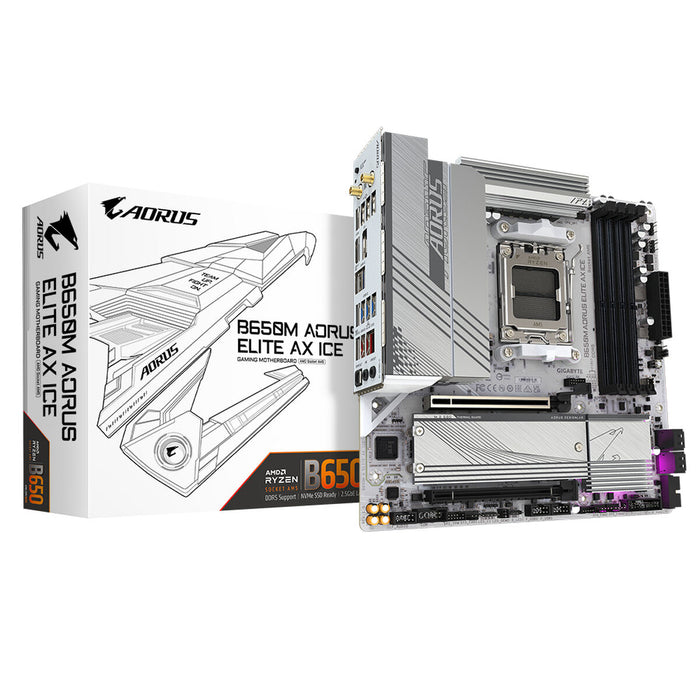 Placă de Bază Gigabyte B650M AORUS ELITE AX ICE Intel Wi-Fi 6 AMD B650 AMD AM5