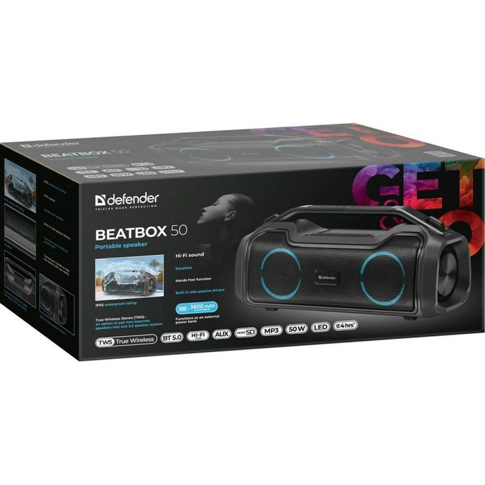 Difuzor Bluetooth Portabil Defender BeatBox 50 Negru 50 W (1 Unități)