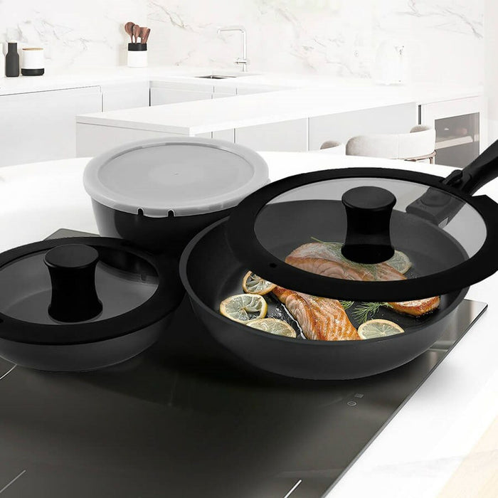 Set de tigăi Feel Maestro MR-4800-7 Negru Silicon Aluminiu Ø 18 cm Ø 26 cm