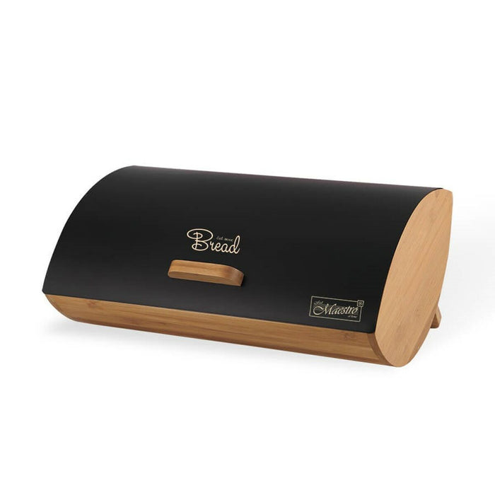 Coș pentru pâine Feel Maestro MR-1775-BLACK Negru Lemn Metal Bambus 25 x 13,3 x 36,5 cm