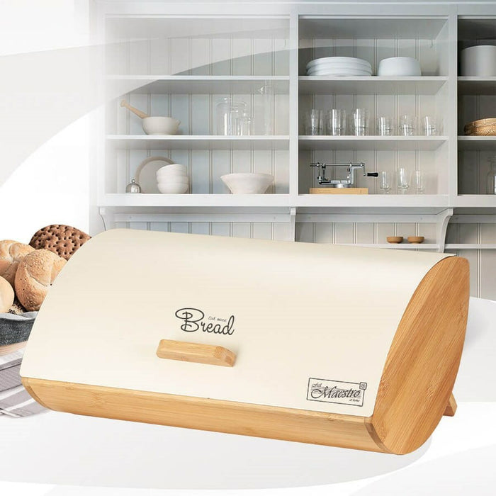 Coș pentru pâine Feel Maestro MR-1775-IVORY Fildeș Lemn Metal Bambus 25 x 13,3 x 36,5 cm