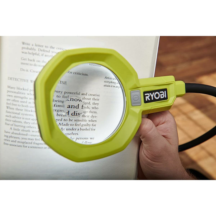 Lupa cu lumină LED Ryobi Braț flexibil 2,25x 5x 400 lm