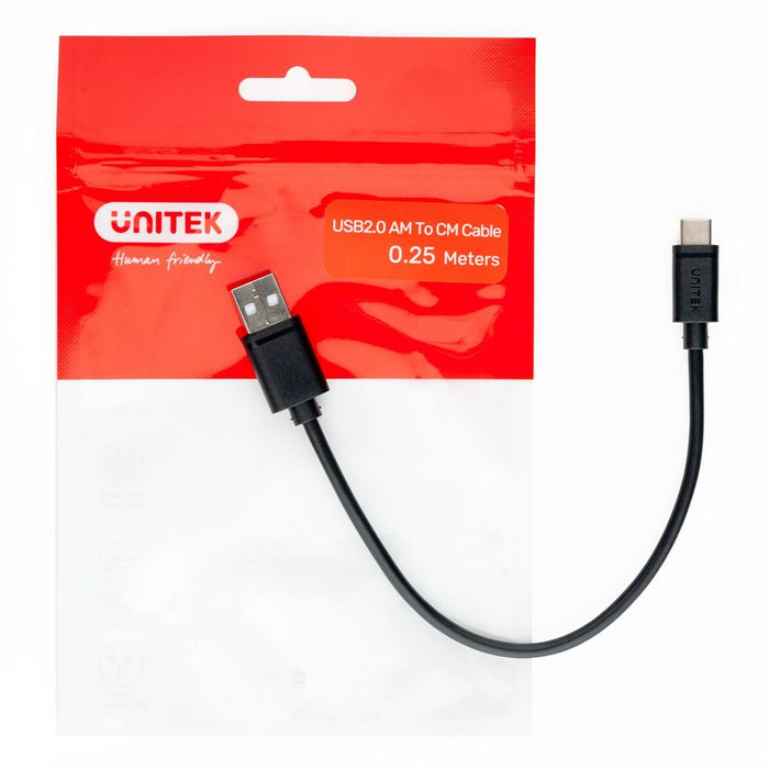 Cablu USB-C la USB Unitek Y-C480BK Alb 25 cm