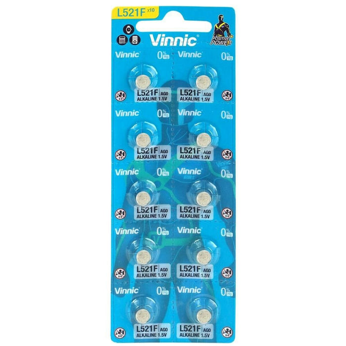 Baterii Vinnic G0 / AG0 / LR63 / L521 1,5 V (10 Unități)