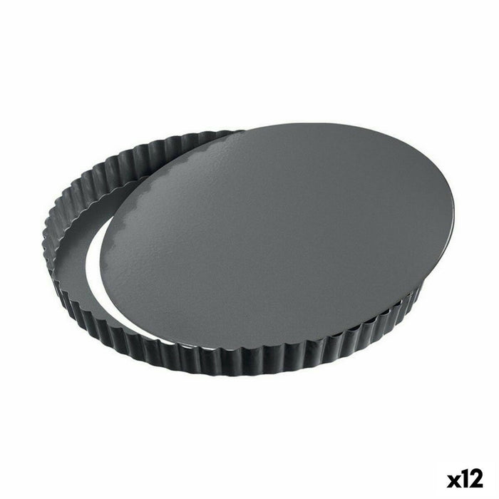 Formă de tort detașabilă Quttin Negru Oțel carbon 24 x 2,8 cm (12 Unități)