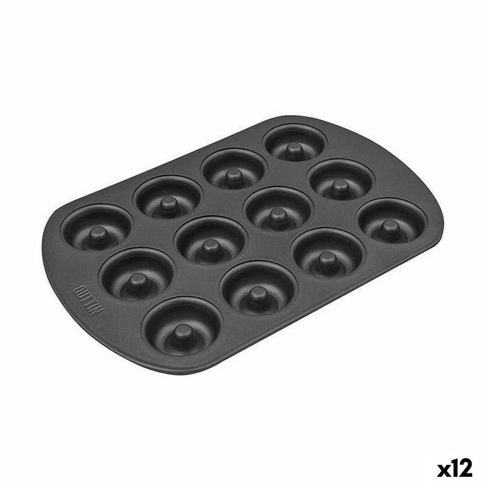 Formă pentru cuptor Quttin Gogoși Oțel carbon Negru 26,5 x 18 x 2 cm (12 Unități)