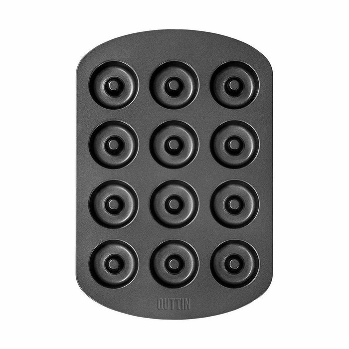 Formă pentru cuptor Quttin Gogoși Oțel carbon Negru 26,5 x 18 x 2 cm (12 Unități)