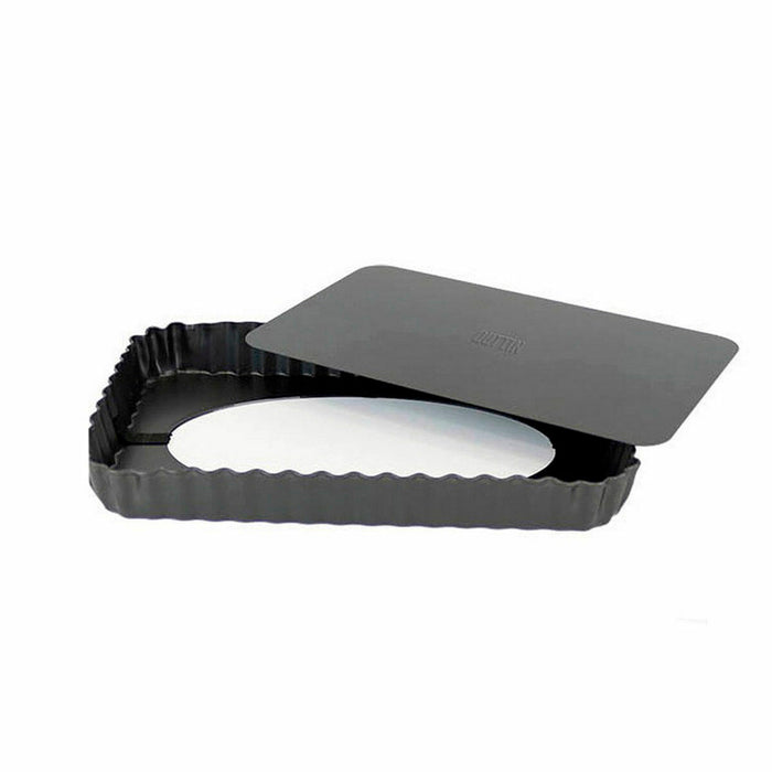Formă de tort detașabilă Quttin Negru Oțel carbon 31,5 x 21,5 x 3,5 cm (6 Unități)