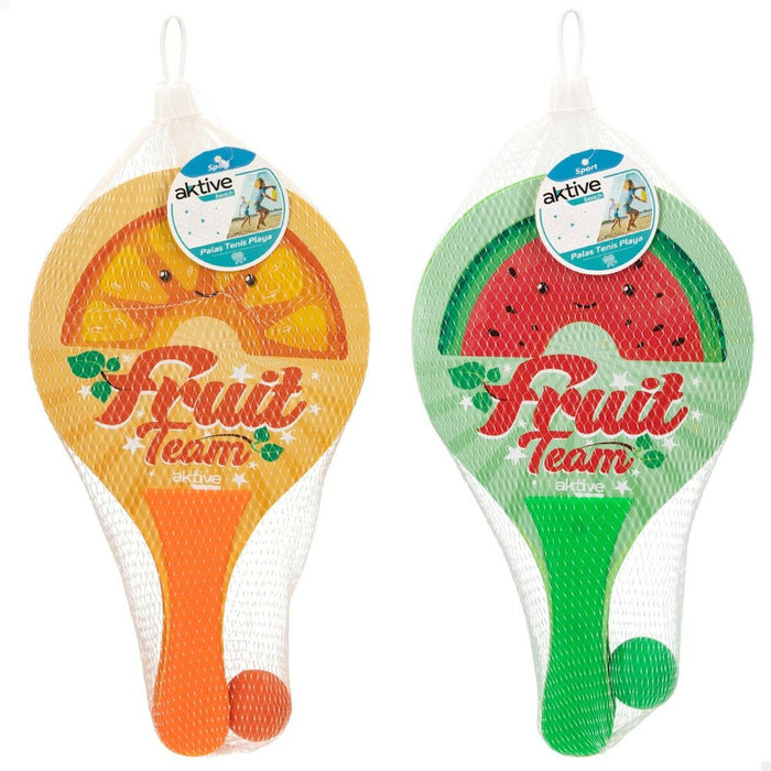 Palete de Plajă cu Minge Aktive Summer Fruits Lemn 18,5 x 31,5 cm (24 Unități)