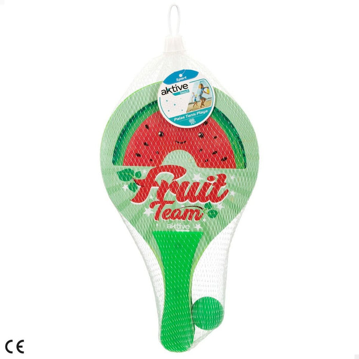 Palete de Plajă cu Minge Aktive Summer Fruits Lemn 18,5 x 31,5 cm (24 Unități)
