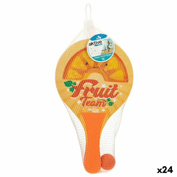 Palete de Plajă cu Minge Aktive Summer Fruits Lemn 18,5 x 31,5 cm (24 Unități)