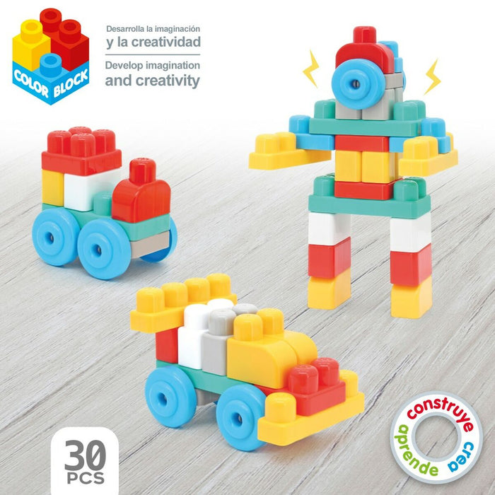 Plăci de Construcții Color Block Valiză Pompier 30 Piese (2 Unități)