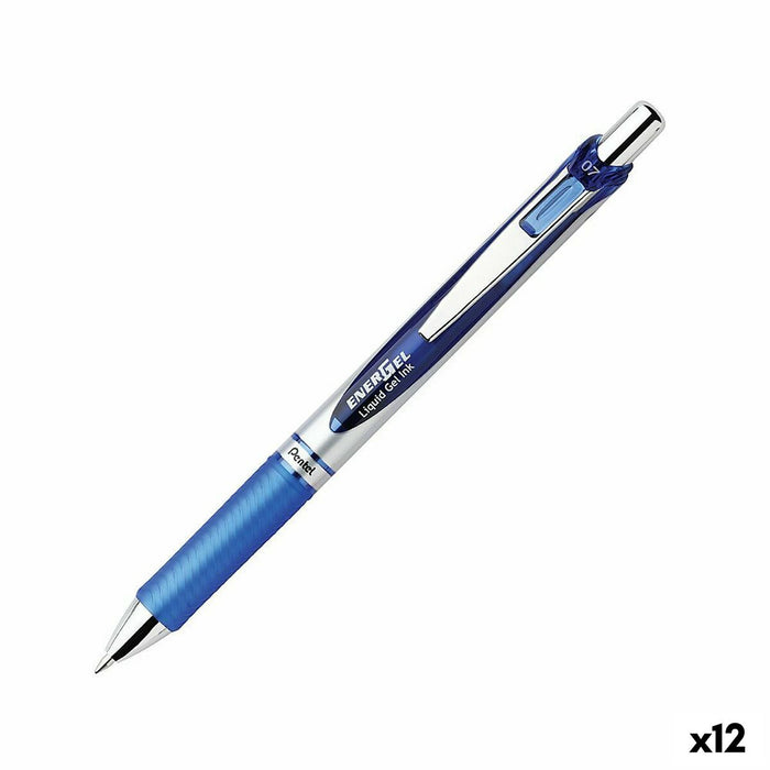 Pix cu gel Pentel Energel XM Klick 0.7 Albastru 12 Piese