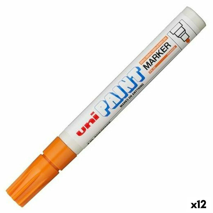 Marker permanent Uni-Ball PX-20 Portocaliu (12 Unități)