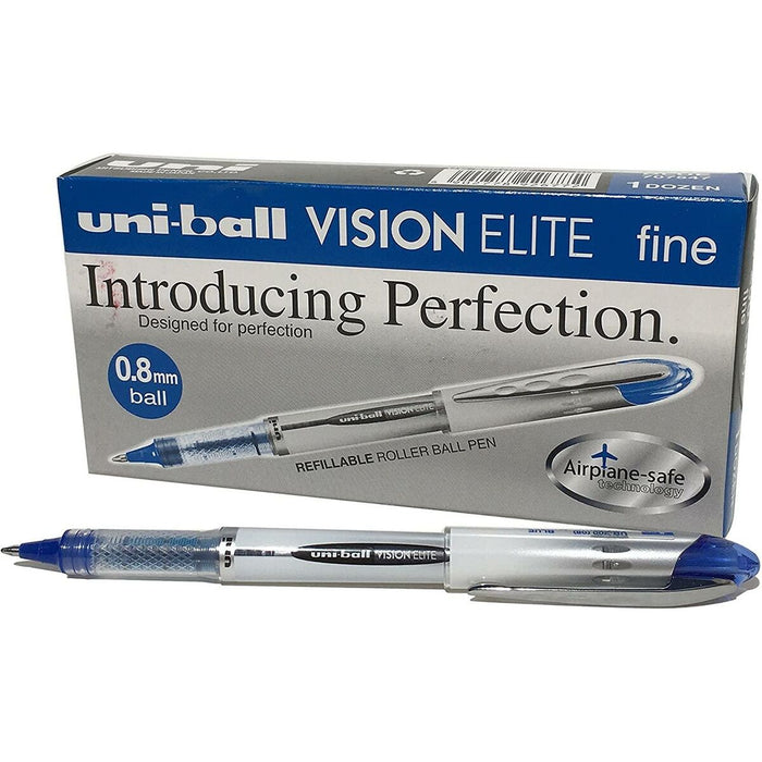 Stilou cu cerneală lichidă Uni-Ball Vision Elite 0.8 Albastru 0,6 mm (12 Piese)