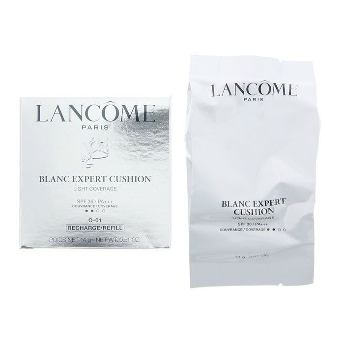 Fond de ten cushion Lancome Blanc Expert Cushion, acoperire lejeră, SPF 36, nuanța O-01, reumplere, 14 g