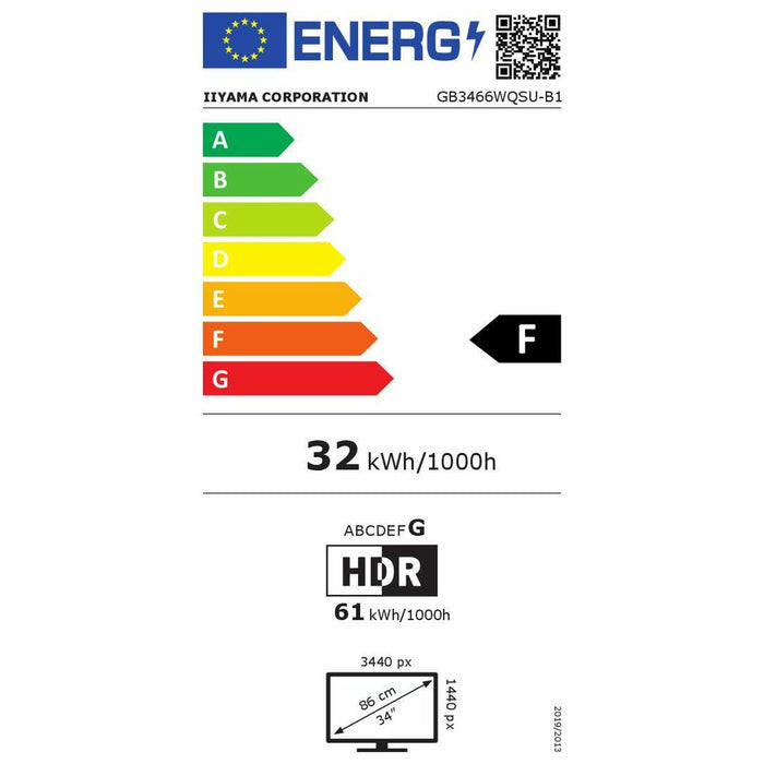 Monitor Iiyama GB3466WQSU-B1 34" Curbă LED VA Flicker free 144 Hz