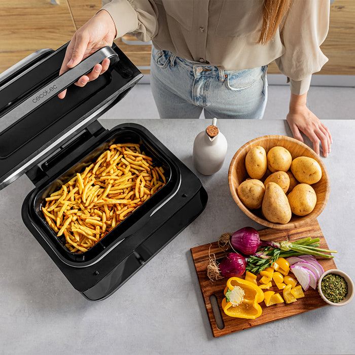 Friteuză cu aer cald cu grill Cecotec Cecofry FireDome 6000, 6 l, 2400 W, 6 moduri, neagră